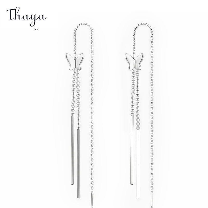 Thaya Female 925 Silver Butterfly Earrings With Platinum Plating