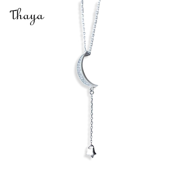 Thaya 925 Silver Sweet Star Moon Necklace & Earrings