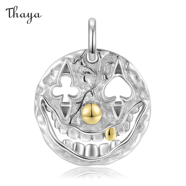 Thaya 925 Silver Halloween Poker Clown Necklace