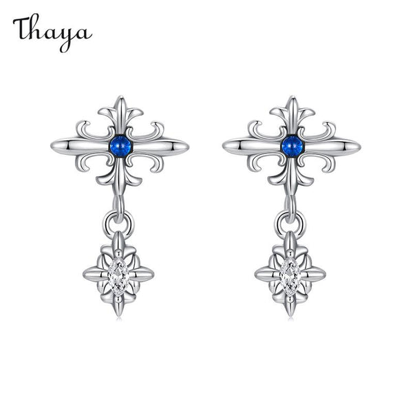 Thaya 925 Silber Elegante Iris Kreuz Ohrringe