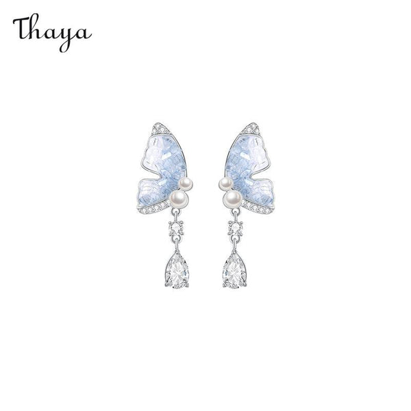 Boucles d'oreilles Thaya Crystalline Gossamer en perles de papillon