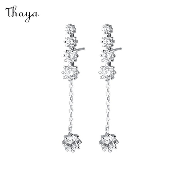 Thaya 999 Silver Two Way Wearing  Brilliance Tassel Earrings