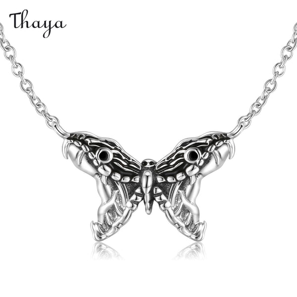 Collier papillon de style foncé en argent 925 de Thaya