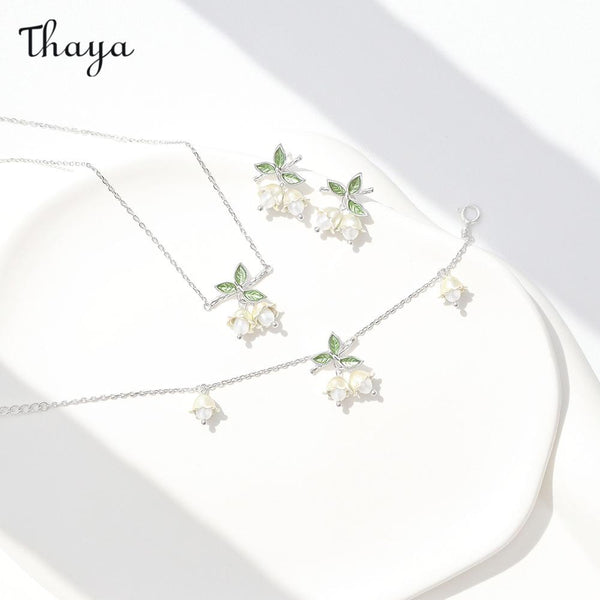 Thaya 925 Silver Fresh and Delicate Lily of the Valley Set