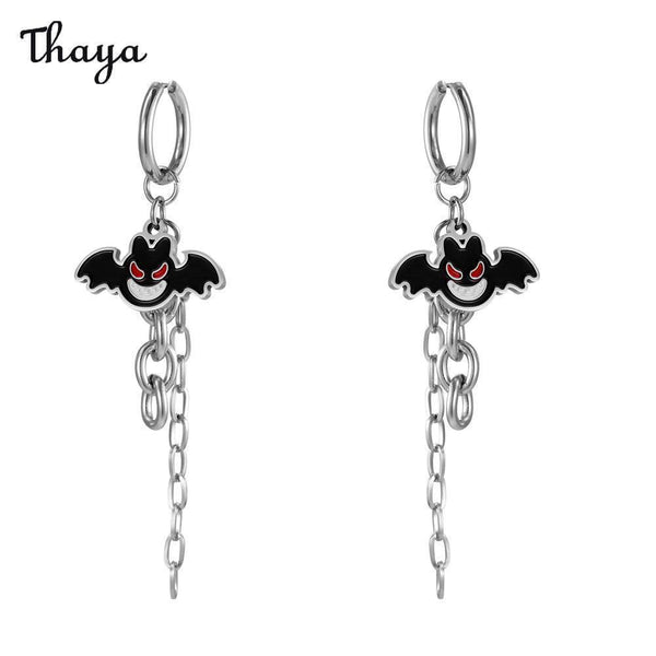 Thaya Halloween Devil Bat Tassel Earrings