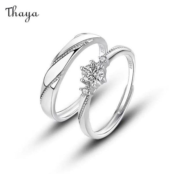 Thaya 925 Silver Love at First Sight Couple Rings