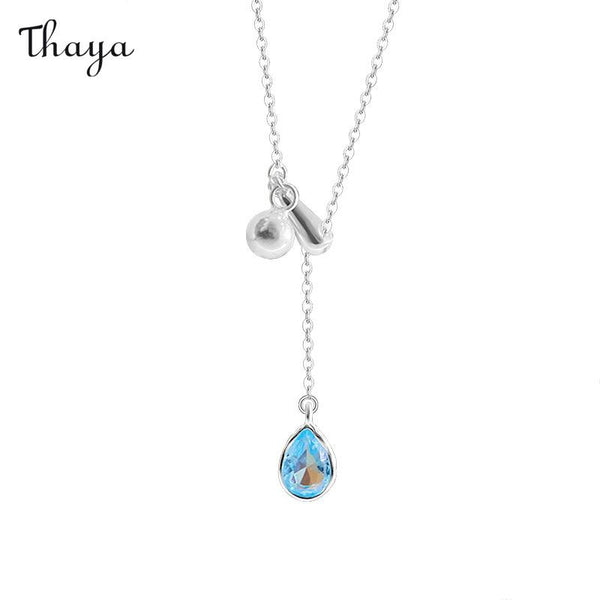 Thaya 925 Silver Sweet Blue Diamond Teardrop Geometric Pull-out Necklace