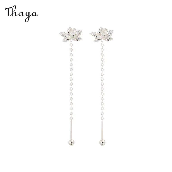 Thaya Lotus Tassel Elegance Earrings