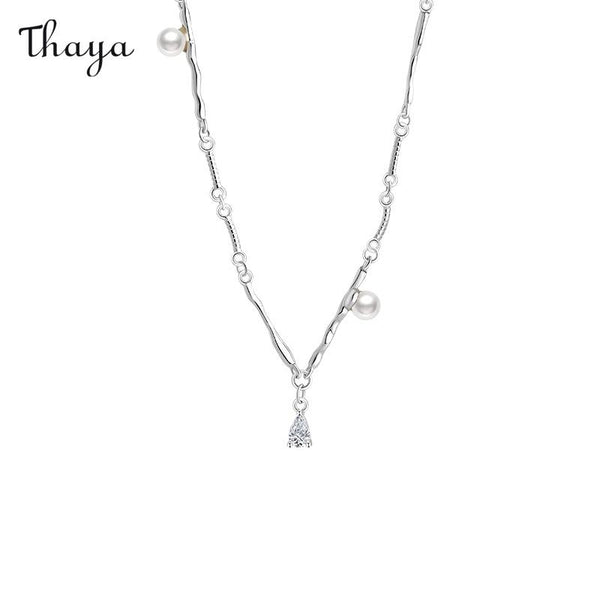 Thaya 925 Silver Water Droplet Pearl Necklace