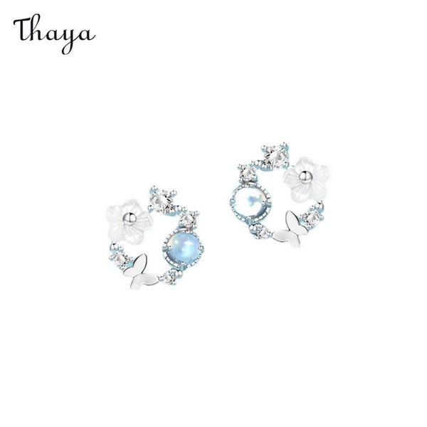 Thaya 925 Silber Schmetterling verliebt mit Blume Ohrringe