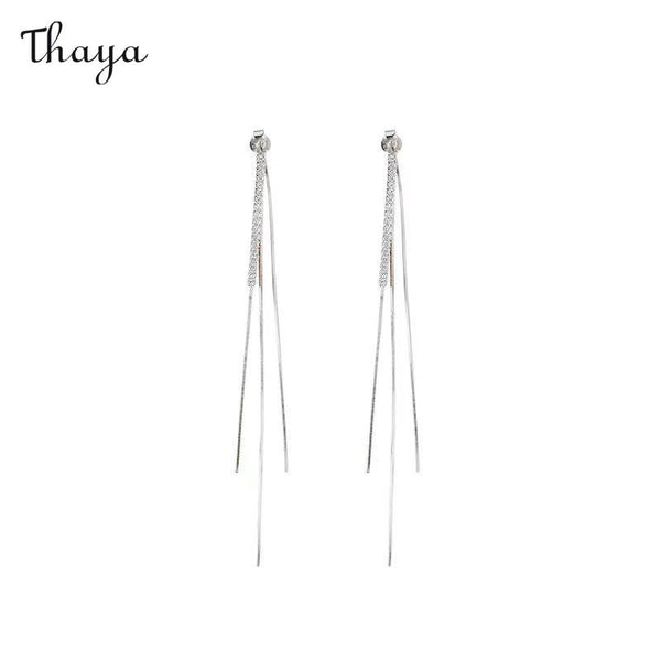 Thaya 925 Silver Minimalist Tassel Earrings