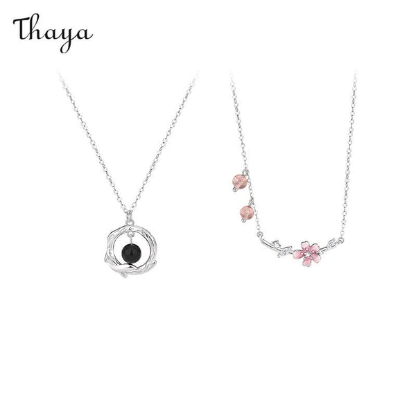 Thaya 925 Silver Under The Cherry Blossom Tree Couple Necklaces