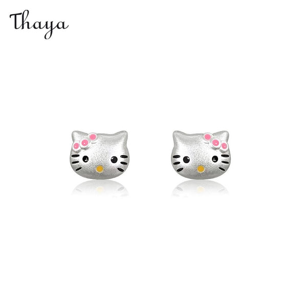 Thaya 999 Silver Cute Kitty Earrings