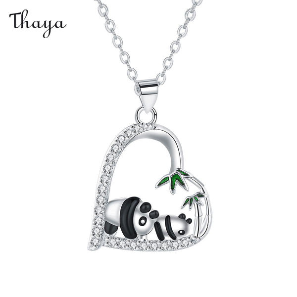 Collier avec pendentif en forme de cœur panda Thaya