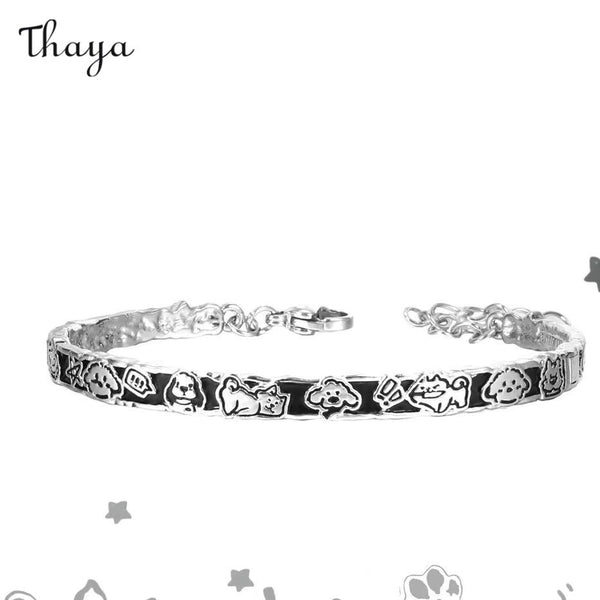 Thaya 925 Silver Joyful Puppy Charm Bracelet