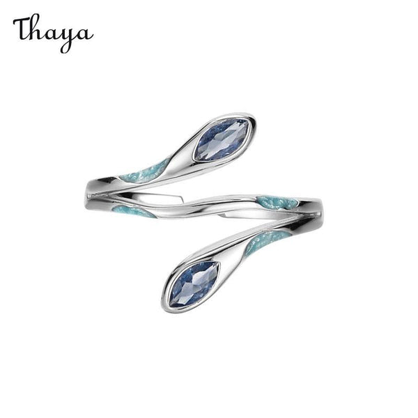 Thaya 925 Silver Icy Blue Drip Glaze Snake Ring