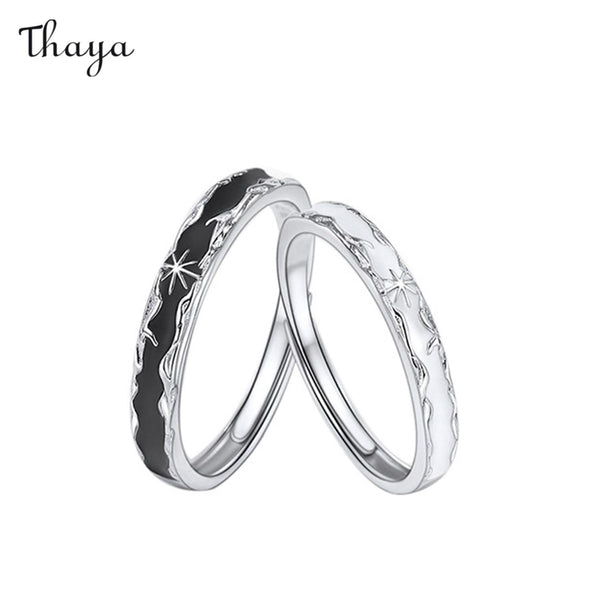 Thaya 999 Silver Eight-pointed Star Couple Rings