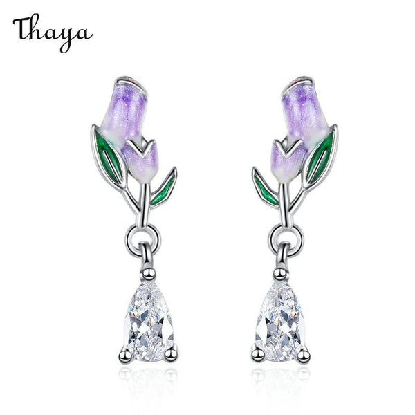 Thaya 925 Silver Romantic Tulip Earrings