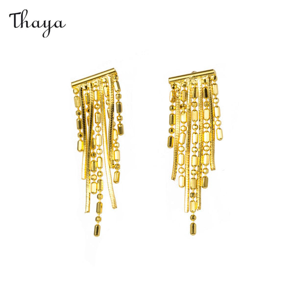 Thaya 925 Silver Serpent Fringe Earrings