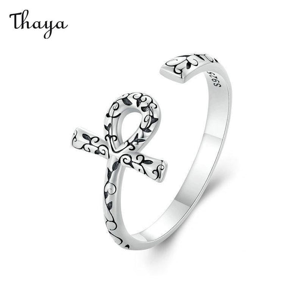 Thaya 925 Silver Vintage Cross Ring