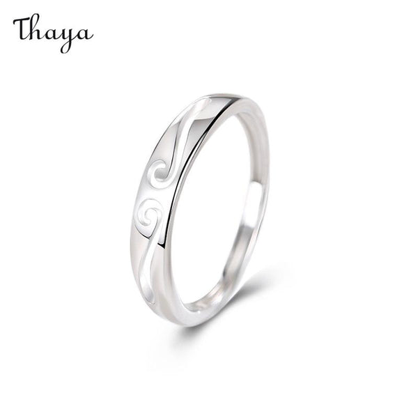 Thaya 925 Silver Sun Wukong Gold Band Ring Dainty Embossed Couple Rings