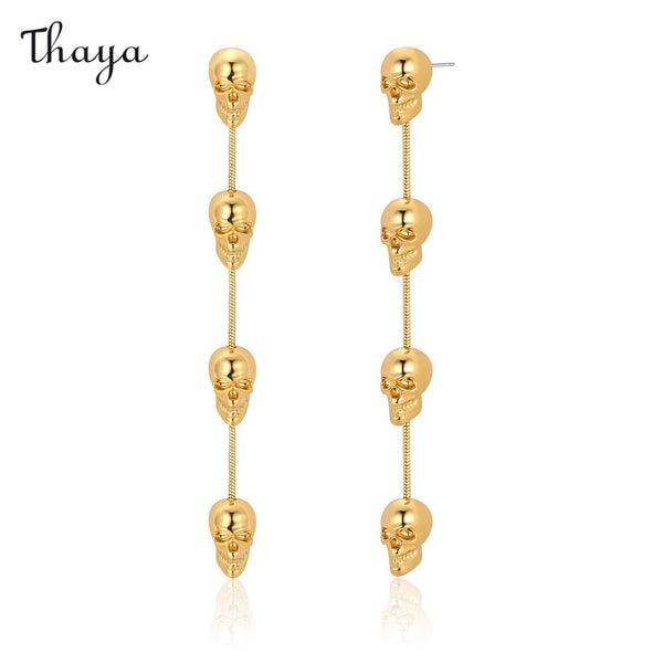 Thaya Halloween Gold Skull Earrings