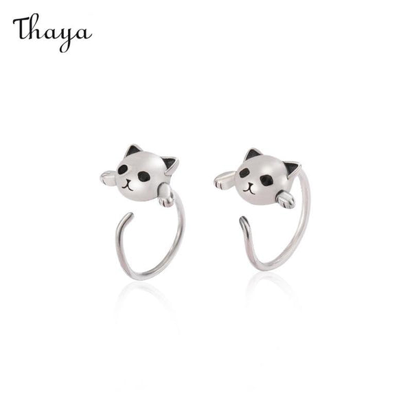 Thaya 925 Silver Sweet Kitty Earrings