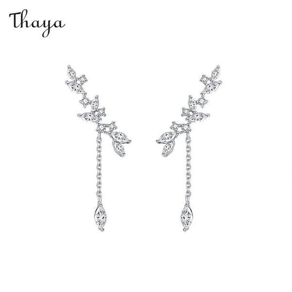 Boucles d'oreilles à franges florales en argent 925 Thaya