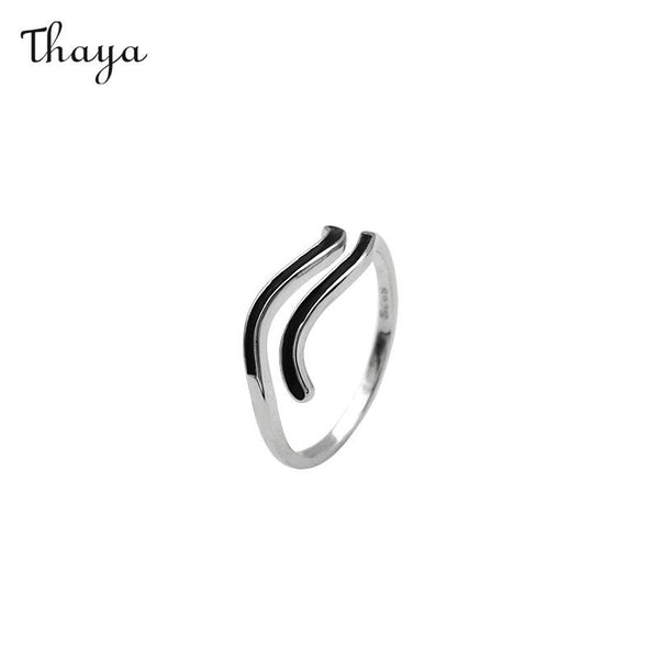 Thaya 925 Silber Schwarzer Wellenring