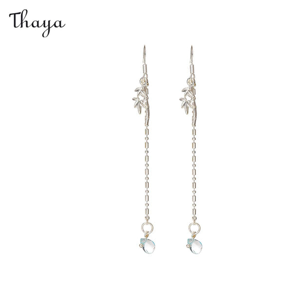 Thaya Chinese Style Bamboo Long Waterdrop Tassel Earrings