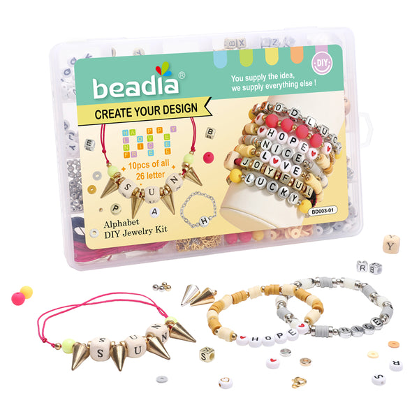 Thaya Letter Beads Wood Beads Soft Clay Bracelet Necklace DIY Set