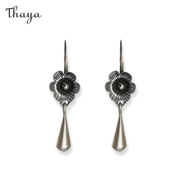 Boucles d'oreilles pendantes rétro à fleurs Thaya