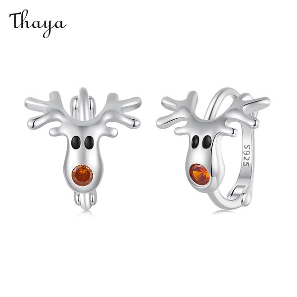 Thaya 925 Silver Cute Reindeer Earrings