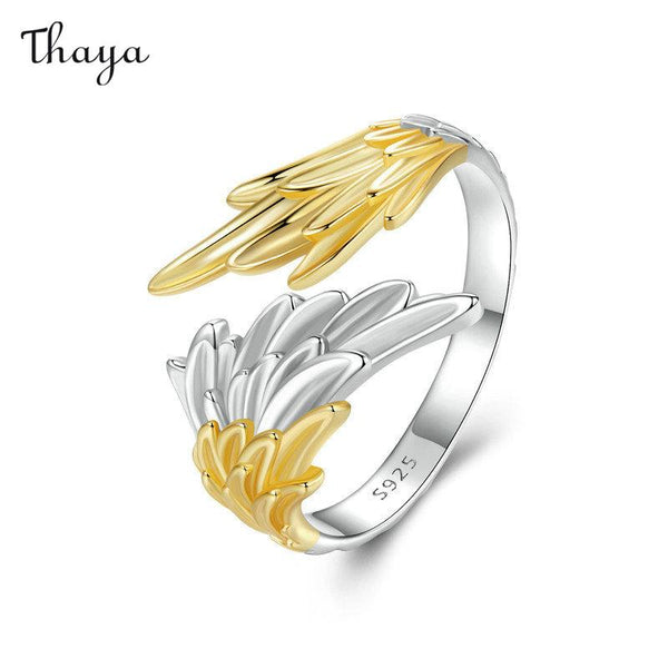 Thaya 925 Silver Golden Wing Open Ring