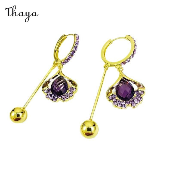 Thaya Multicolored Cat's Eye Ginkgo Leaf Dangle Earrings