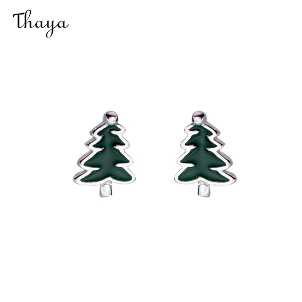 Boucles d'oreilles en argent 925 Thaya en forme de sapin de Noël joyeux