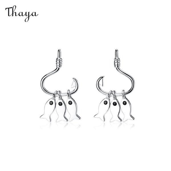 Thaya 925 Silver Gain Three Little Fish Hook Earrings