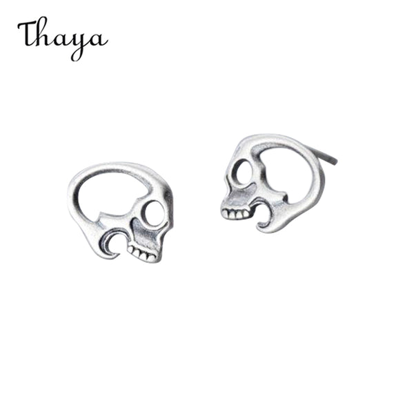 Thaya 925 Silber Hohle seitliche Totenkopf Ohrringe