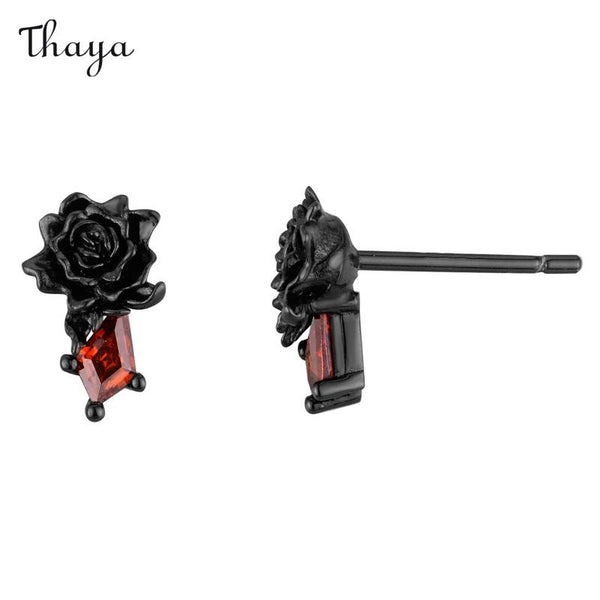 Parure de bijoux Thaya en argent 925 avec rose noire