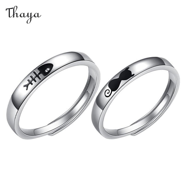 Thaya 925 Silver Catfish Couple Rings