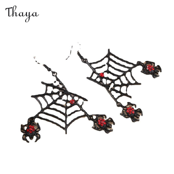 Thaya Gothic Halloween Spiderweb Punk Earrings