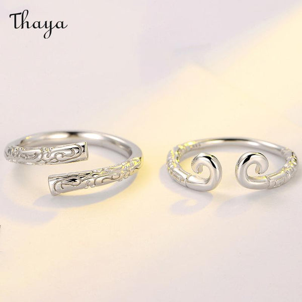 Thaya 925 Silber Wukongs Straffungsfluch und goldener Creolenring