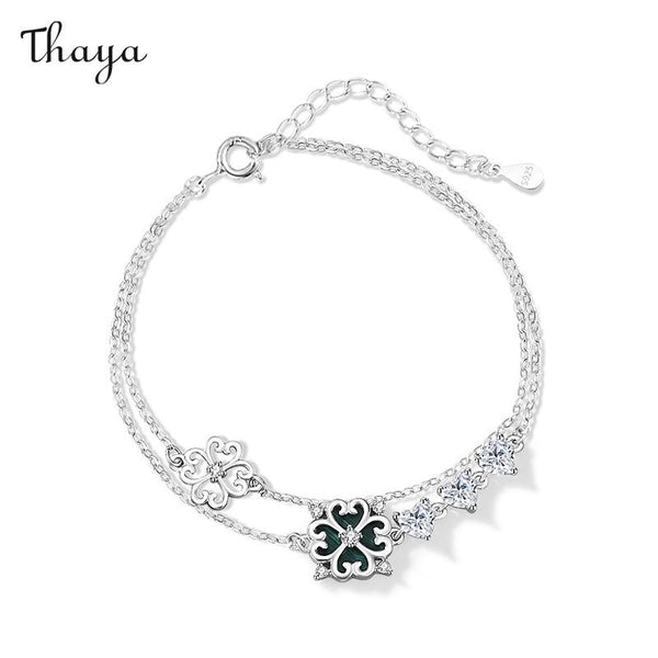 Thaya 925 Silver Four-leaf Clover Zircon Flower Bracelet