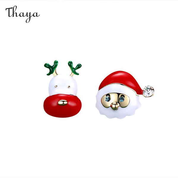 Thaya Asymmetric Oil Drop Santa Earrings