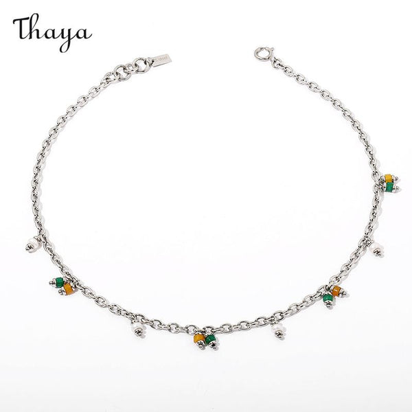 Collier en acier avec perles vintage Thaya