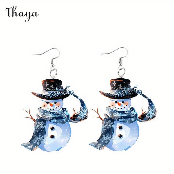 Thaya Charming Scarf Snowman Earrings