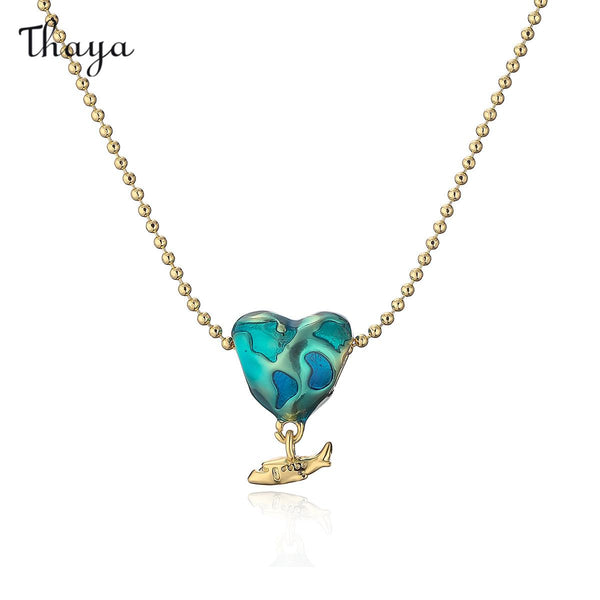 Thaya Flight of Love Golden Heart Pendant Necklace