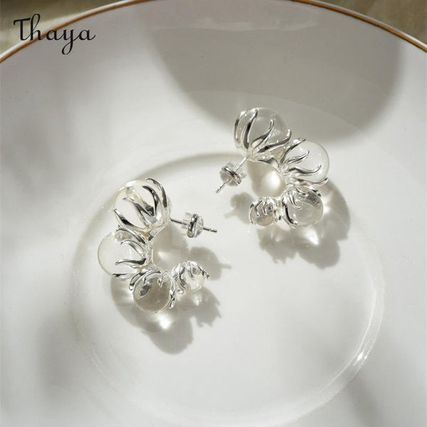 Boucles d'oreilles Thaya Summer en cristal blanc transparent