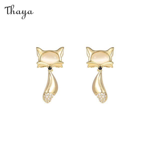 Thaya Fox Tail Cat Eye Earrings