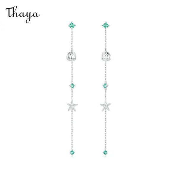 Thaya 925 Silver Vacation Style Ocean Tassel Earrings